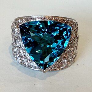 Real Collectibles by Adrienne Silver 925 Simulated Blue Topaz Ring